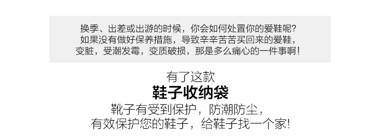 欧润哲 鞋罩套无纺布抽绳装防尘透明袋10个装旅行束口背包袋子鞋子收纳袋