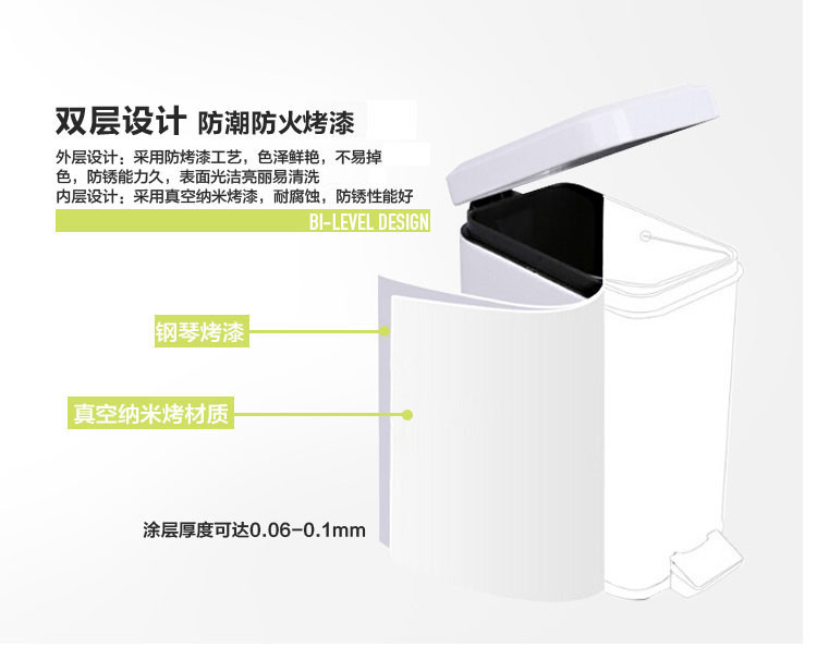欧润哲 5升家用客厅卧室卫生间垃圾桶 创意长方形有盖脚踏式垃圾筒