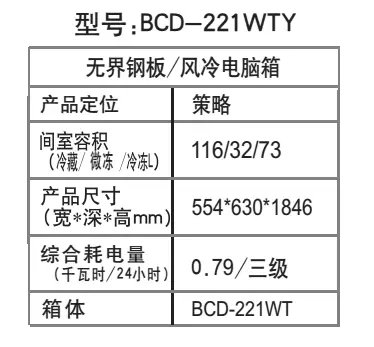 创维冰箱/SKYWORTH-(BCD-221WTY)