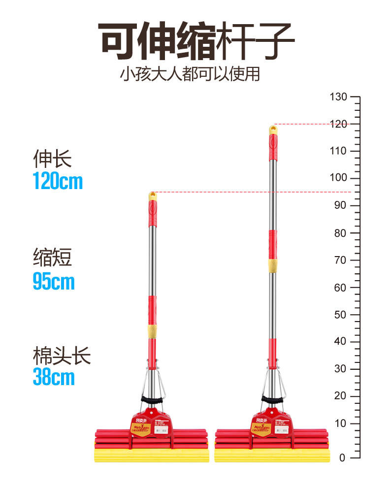 海绵拖把头免手洗干湿两用滚轮式旋转家用大号地拖布胶棉吸水拖把