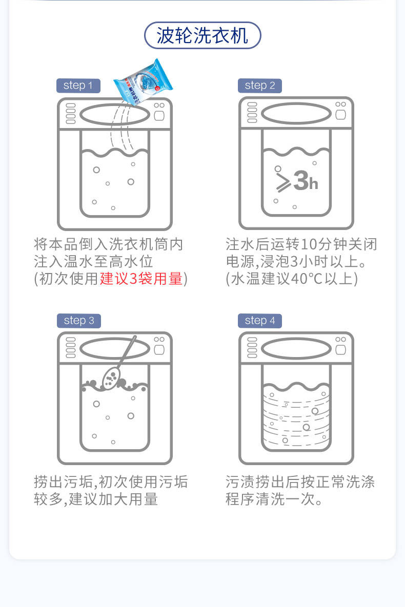 【5包装洗衣机清洗剂】净尔康洗衣机槽清洗剂滚筒波筒污除垢剂