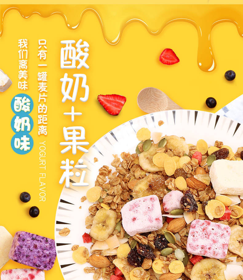 【送碗勺】酸奶果粒麦片500g 网红早餐食品 乳酸菌水果坚果燕麦片