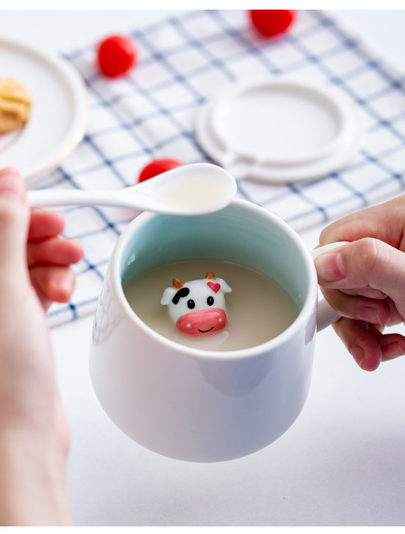 创意陶瓷马克杯带盖勺可爱女韩版水杯早餐杯情侣杯牛奶咖啡杯茶杯