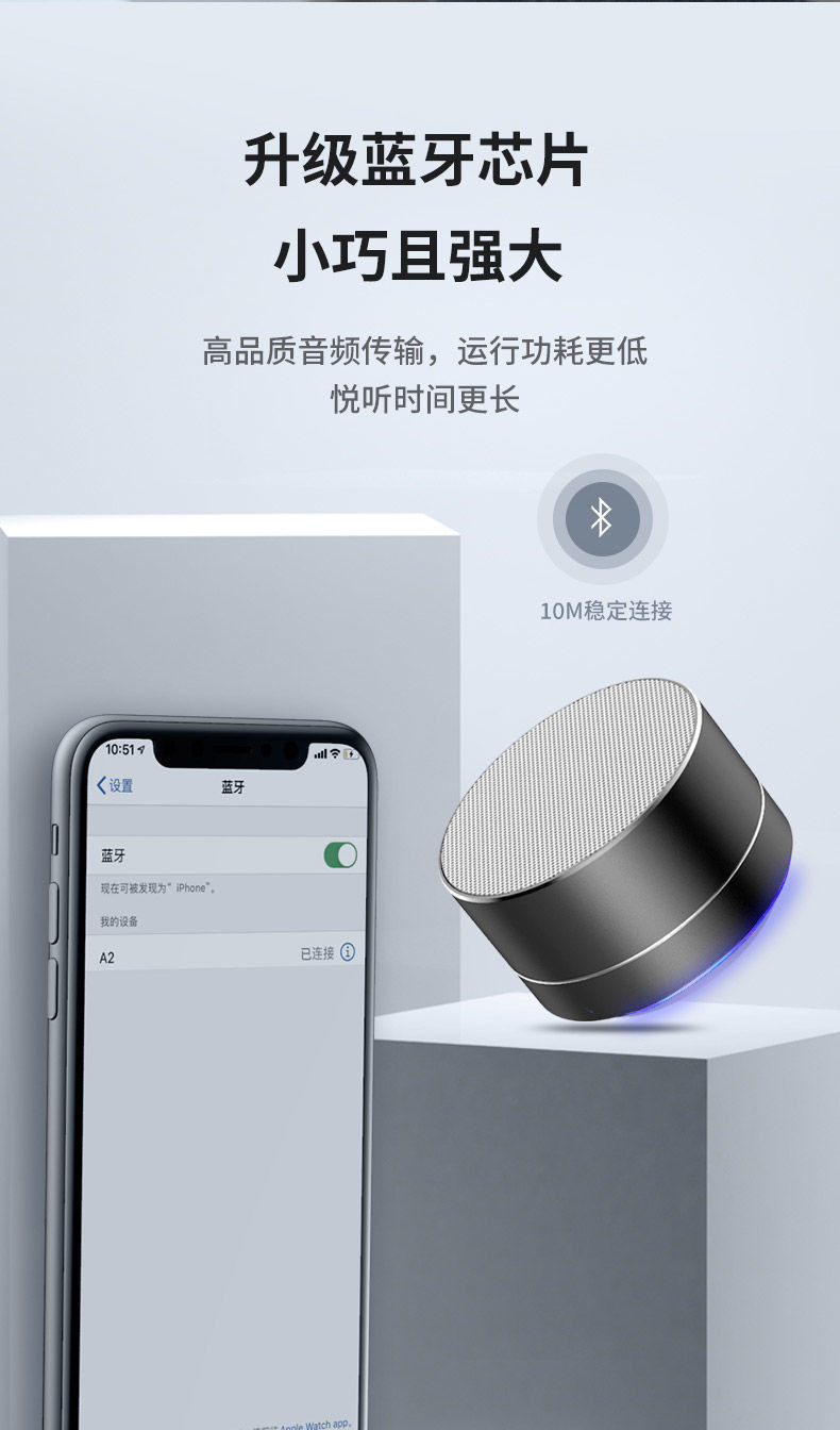 无线蓝牙音箱手机外放小钢炮便携式低音迷你小音响播报收款提示器