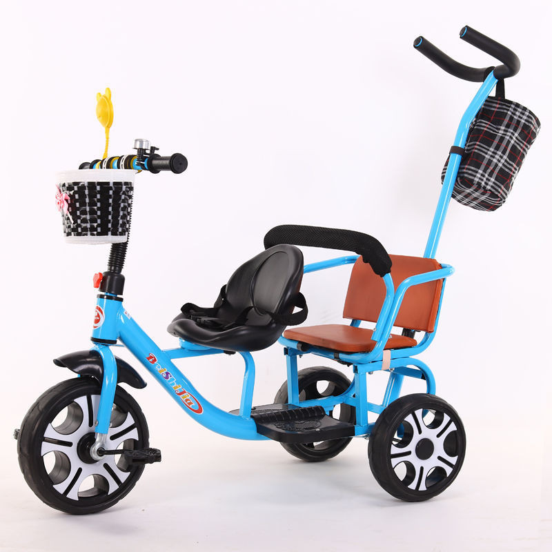 儿童三轮车脚蹬车自行车儿童三轮车脚踏车双人三轮车可坐可骑男女