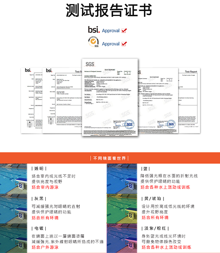 巴洛酷达美国DR.B青少年抗雾防紫外线左右度数可自由配近视泳镜73195红色款