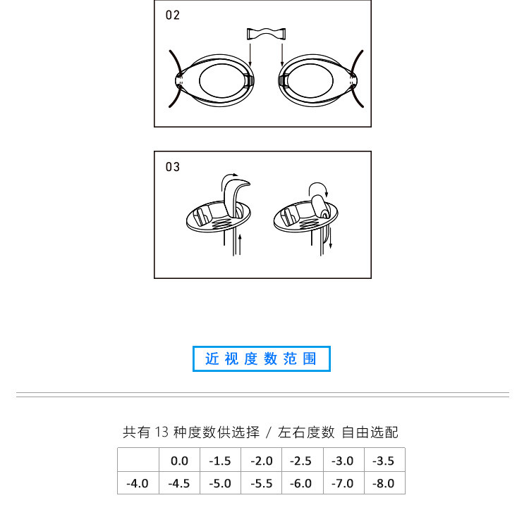 美国LANE4 羚活 iexcel高清防水防雾防紫外线 游泳近视泳镜M95890