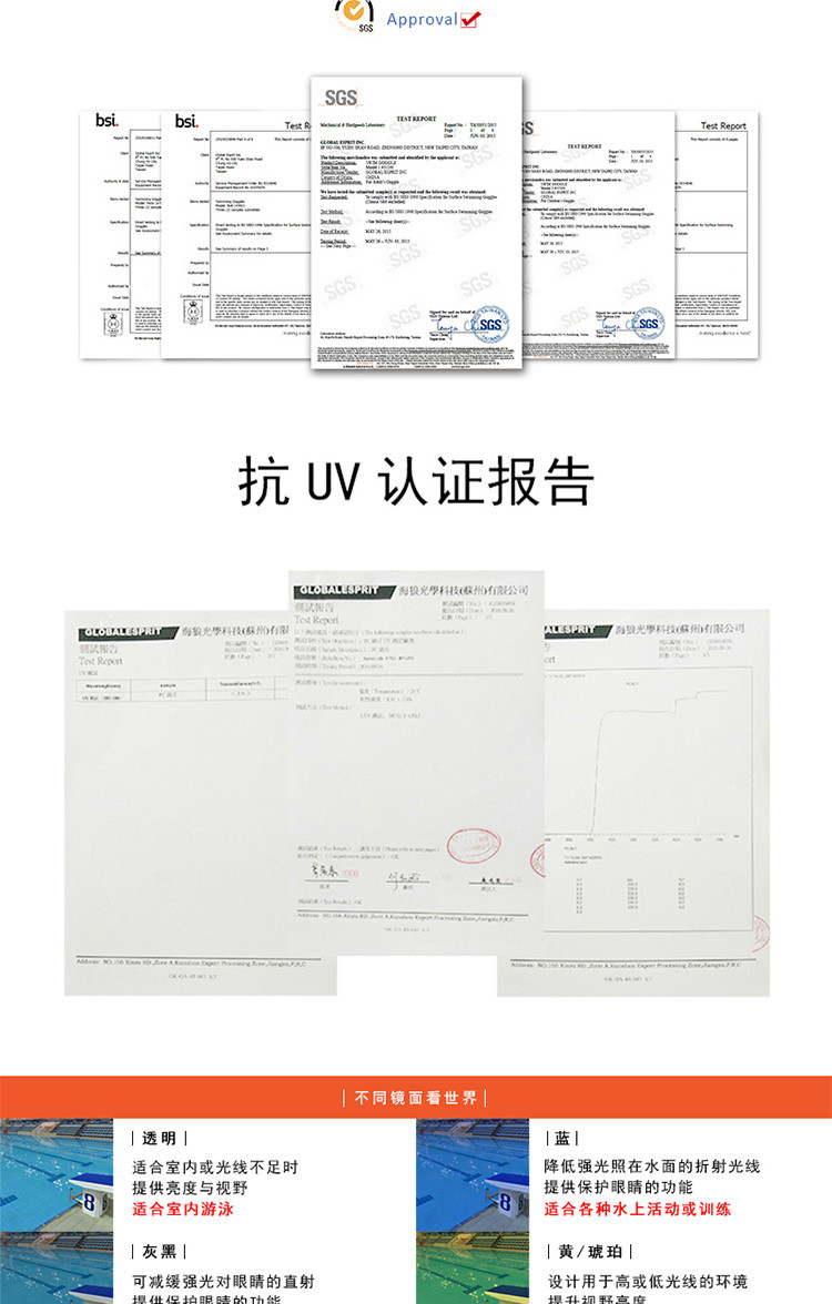 美国巴洛酷达Barracuda 新款抗UV 防雾 一体式泳镜M13535