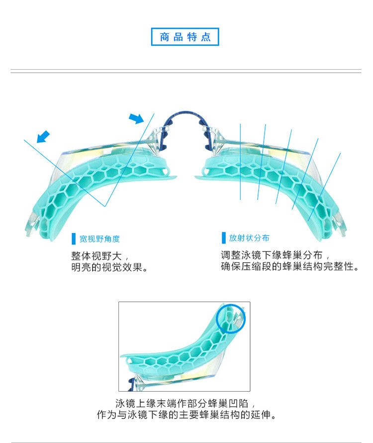 LANE4羚活iexce系列近视电镀泳镜透明镀金/水绿 VX-957