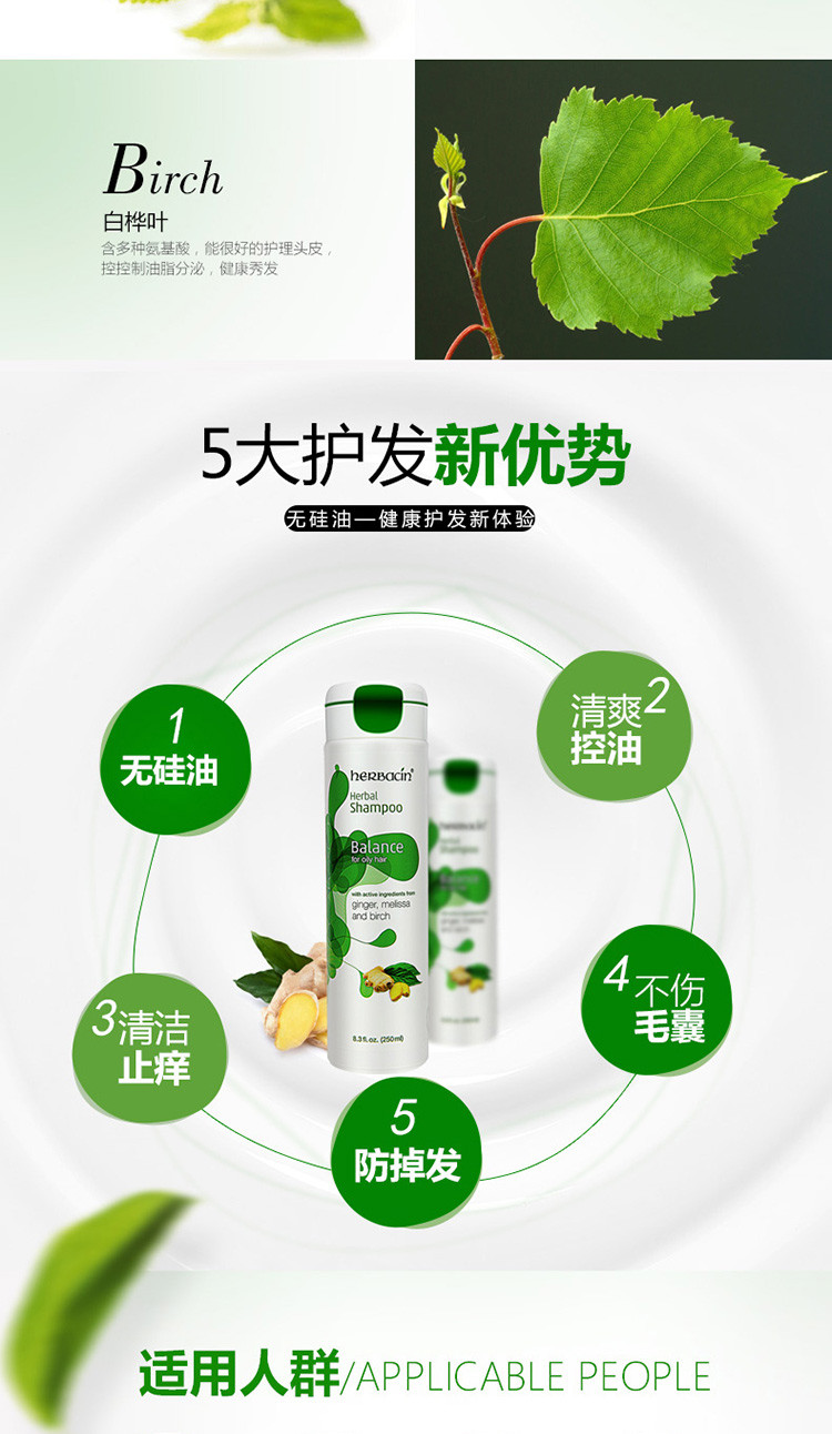 贺本清德国进口小甘菊无硅油香蜂花白桦洗发水250ml