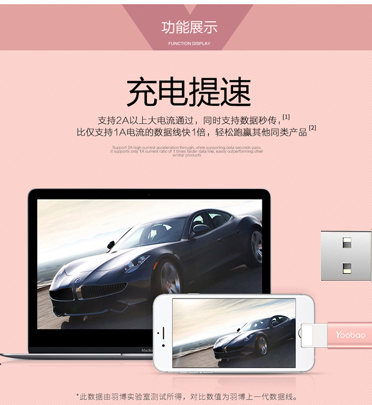 羽博(YOOBAO)  iphone ipad 手机数据线 苹果6/7/8S plus充电线