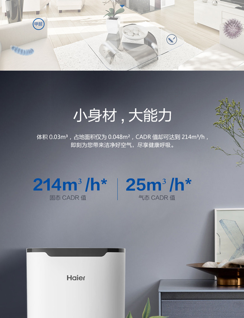 海尔/Haier 空气净化器杀菌大面积家用母婴净化器KJ188F-HCA  (1)