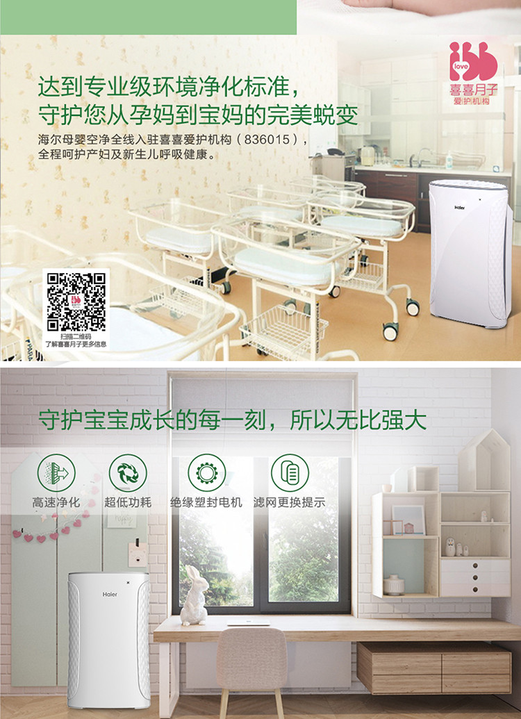 海尔/Haier 空气净化器家用除雾霾甲醛去二手烟净化机KJ180F-HY01 (1)