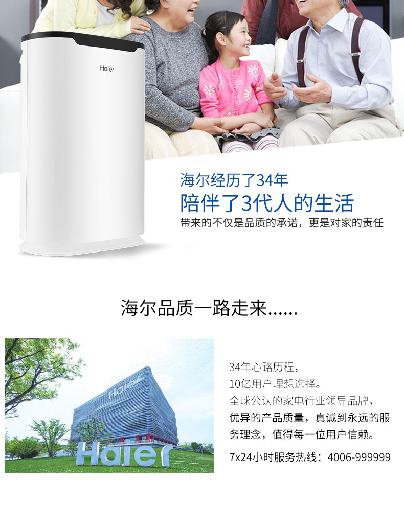 海尔/Haier 空气净化器杀菌大面积家用母婴净化器KJ188F-HCA  (1)