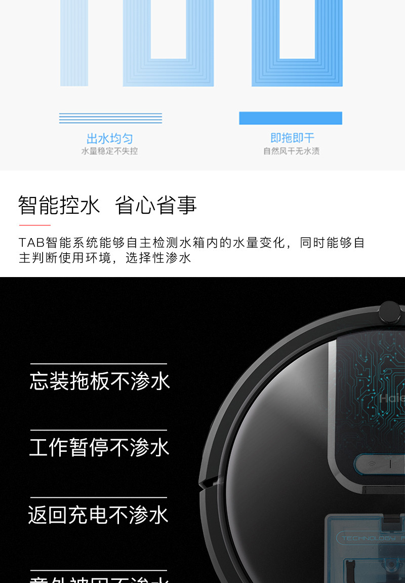 海尔/Haier 智能湿拖扫地机器人无线吸尘器吸300毫升水箱 T535H  (1)