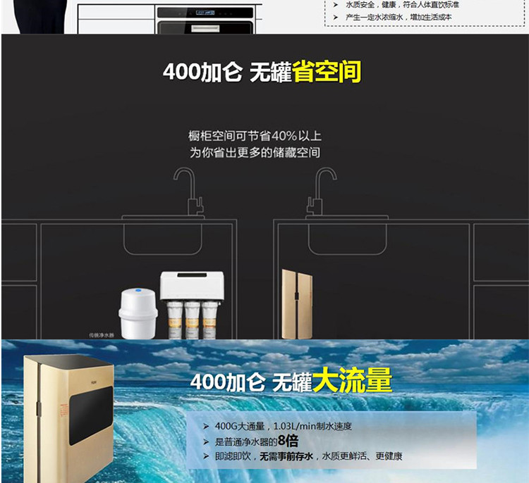 海尔/Haier  净水器 家用直饮机反渗透无罐 直饮净水器 HRO400-4S （1）