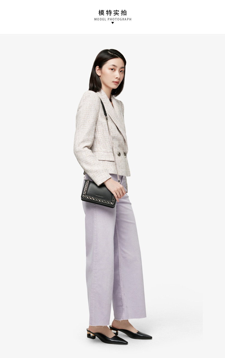 CHARLES &amp; KEITH 小ck白色金属链条饰翻盖斜背包CK2-71200006-3