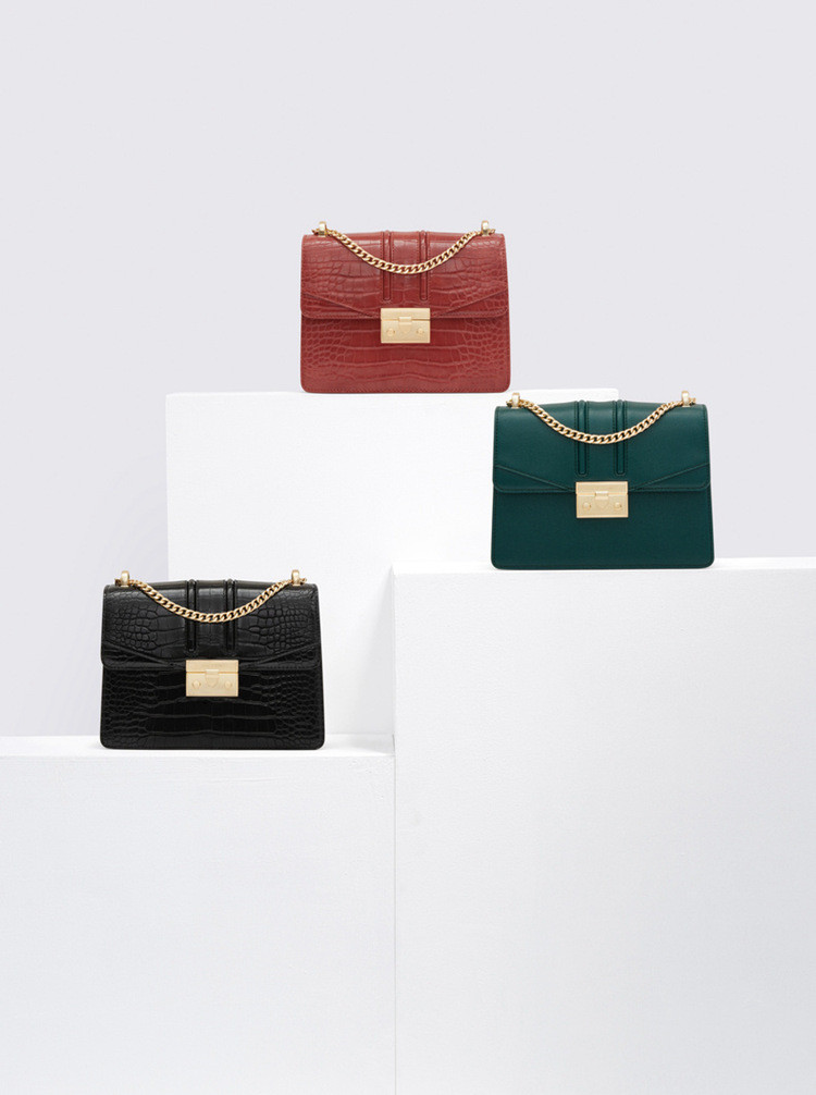 CHARLES&amp;KEITH 小ck包 金属方扣饰链条斜背包CK2-21200002-4