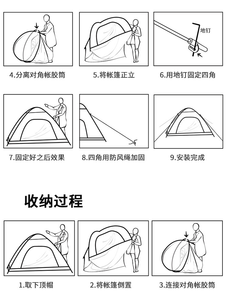 車管家 户外全自动抛帐帐篷大空间双人便携式速开野外露营防风防雨遮阳 GJ-2201