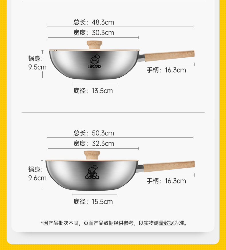 炊大皇/COOKER KING 小黄鸭316多层钢炒锅32cm   CG32XHYG