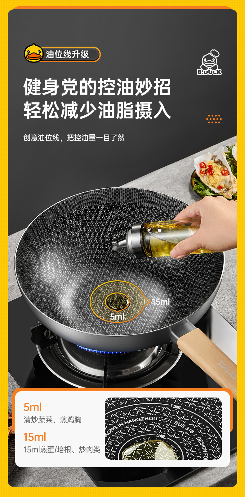 炊大皇/COOKER KING 小黄鸭316多层钢炒锅32cm   CG32XHYG