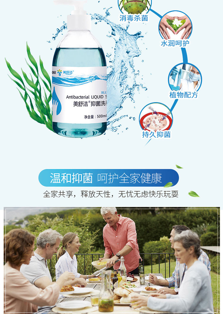 美舒洁海之蓝/橄榄精华抗菌洗手液500ml