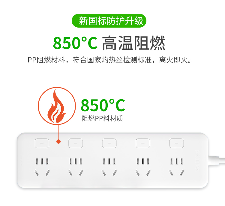 飞利浦/PHILIPS 五位分控安全插排1.8米 3150WA