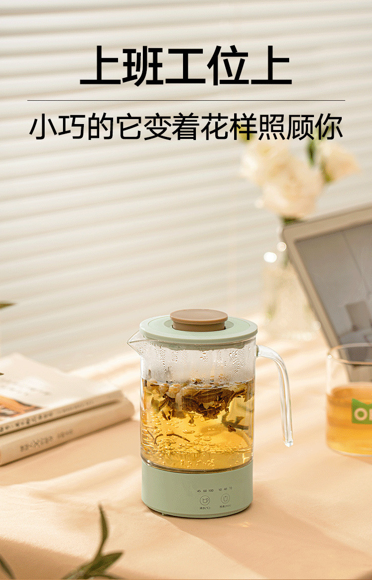 磨客 多功能迷你家用玻璃养生壶 豆-蔻绿/柠檬黄