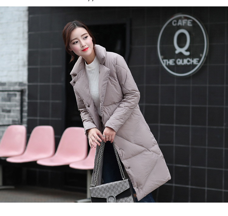 韩域丹依娜2018冬季新款韩版大码女装中长款韩国加厚修身显瘦羽绒棉服棉衣外套大衣潮WB1760