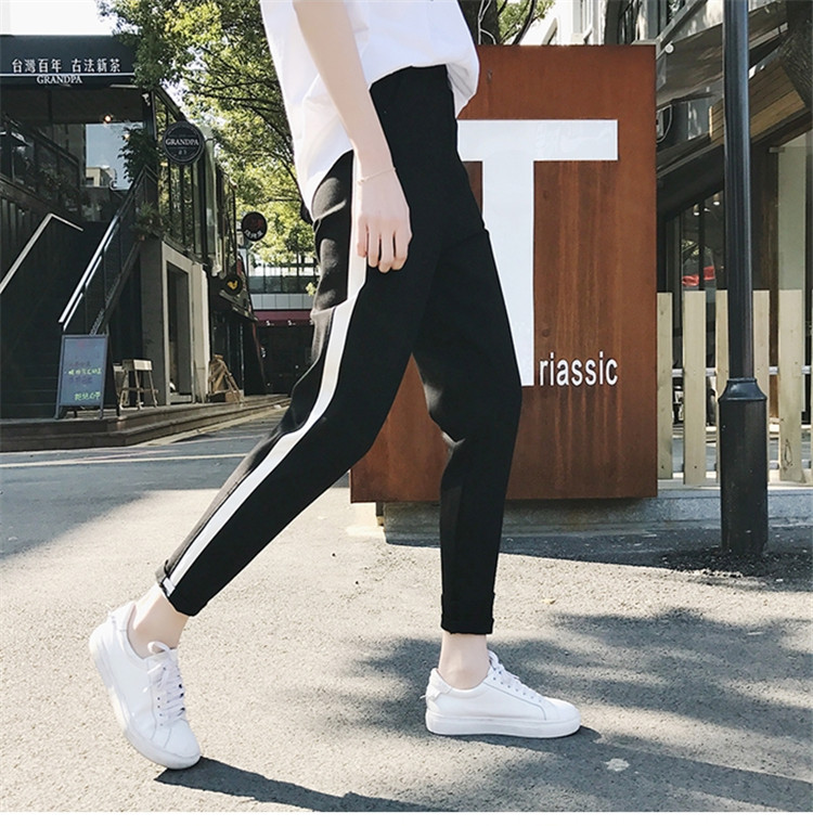 韩域丹依娜2018夏装新款欧洲站学生休闲运动时尚欧美套装短袖T恤九分小脚裤两件套女YLX020