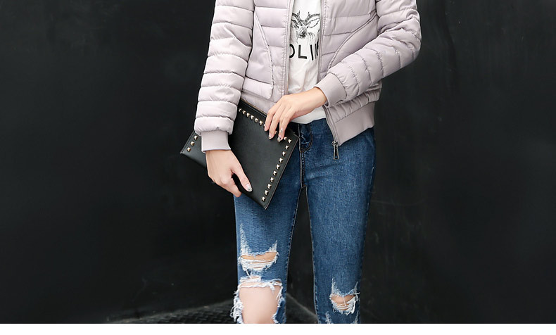 韩域丹依娜2018冬季新款韩版女棒球服短款轻薄小棉袄学生面包服修身羽绒棉服棉衣外套潮