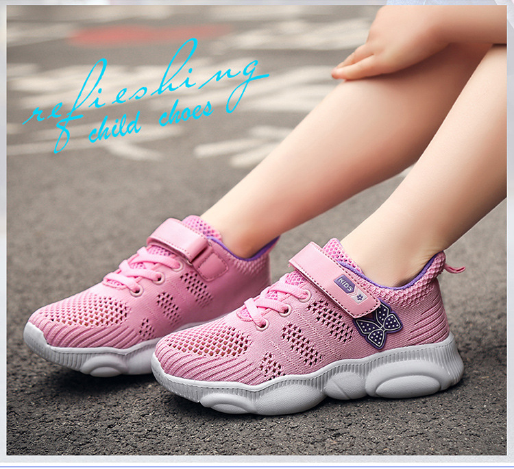 2019夏季新款卡通女童鞋单网透气飞织女童童运动鞋针织网面儿童跑步鞋TN