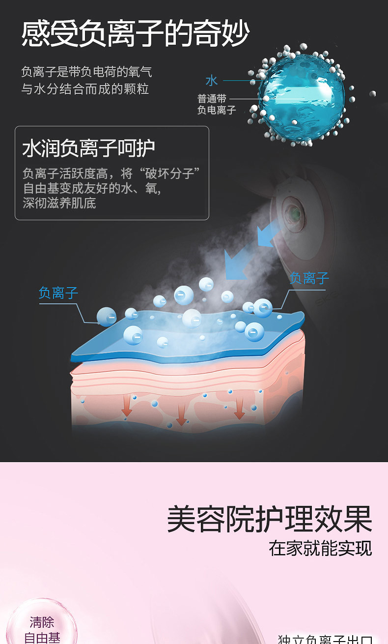 SKG离子保湿补水仪蒸脸器 纳米喷雾 嫩肤补水仪 家用恒温喷雾机 3219 白色