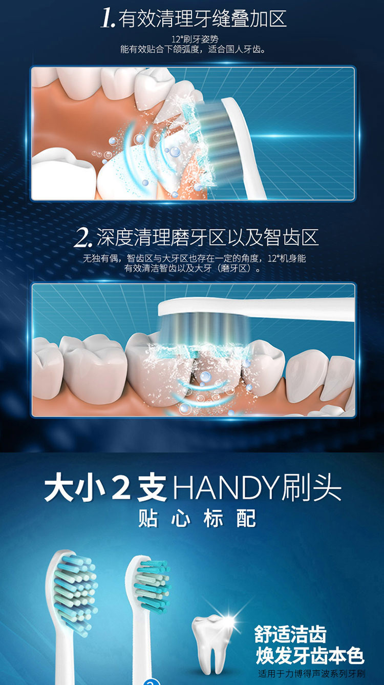 力博得（Lebond）声波电动牙刷 成人充电式亮白型 12°倾角深度清洁自动牙刷 MZ·天弧（珊瑚粉