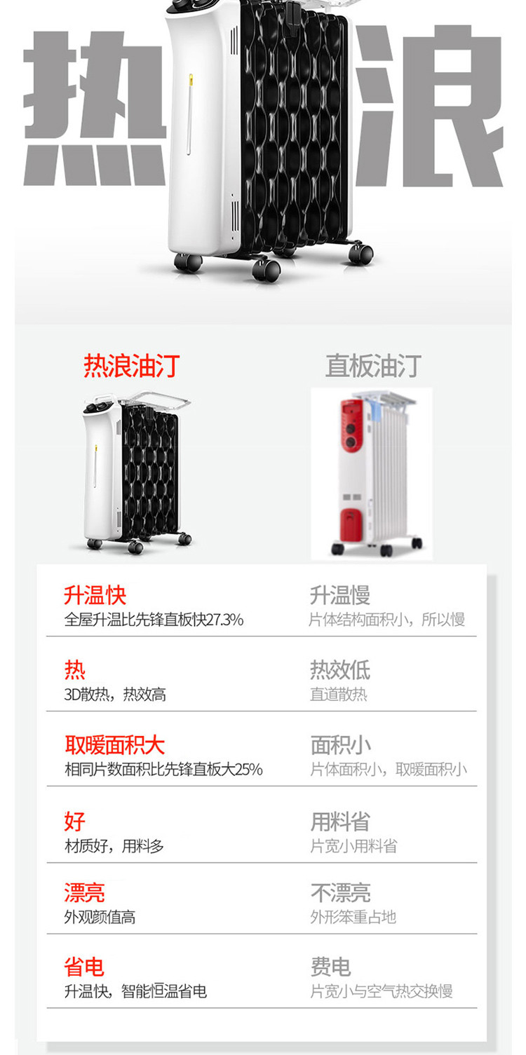 先锋（Singfun）取暖器/家用电暖器/电暖气/11片热浪型电热油汀DYT-L1