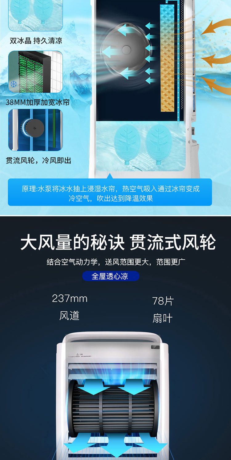 先锋（Singfun）加大版遥控空调扇冷风扇冷风机电风扇冷气扇水空调冷气机DKT-L6