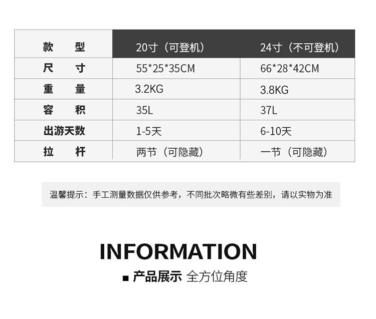 WEMGE SABRE 静音万向轮拉链拉杆箱5566 20寸