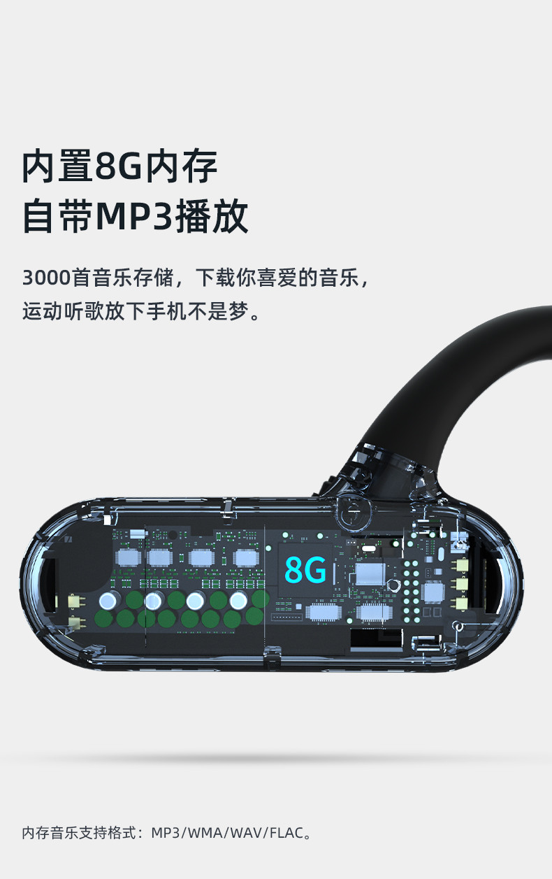 DACOM AirWingsMP3 运动蓝牙耳机跑步无线内置插内存卡IPX7防水不入耳耳挂骨传导概念