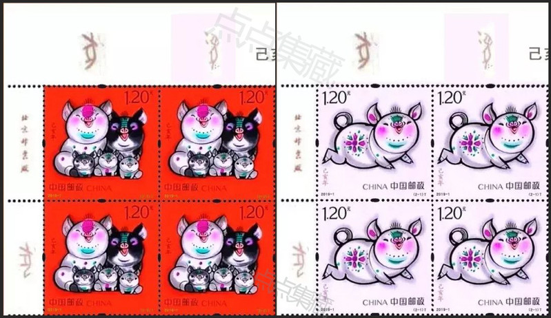 2019-1《己亥年》猪年邮票 四轮生肖猪邮票方连 原胶全品