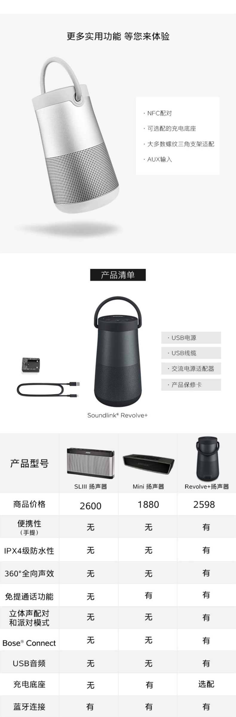 Bose SoundLink Revolve+无线蓝牙音箱音响360度环绕防水