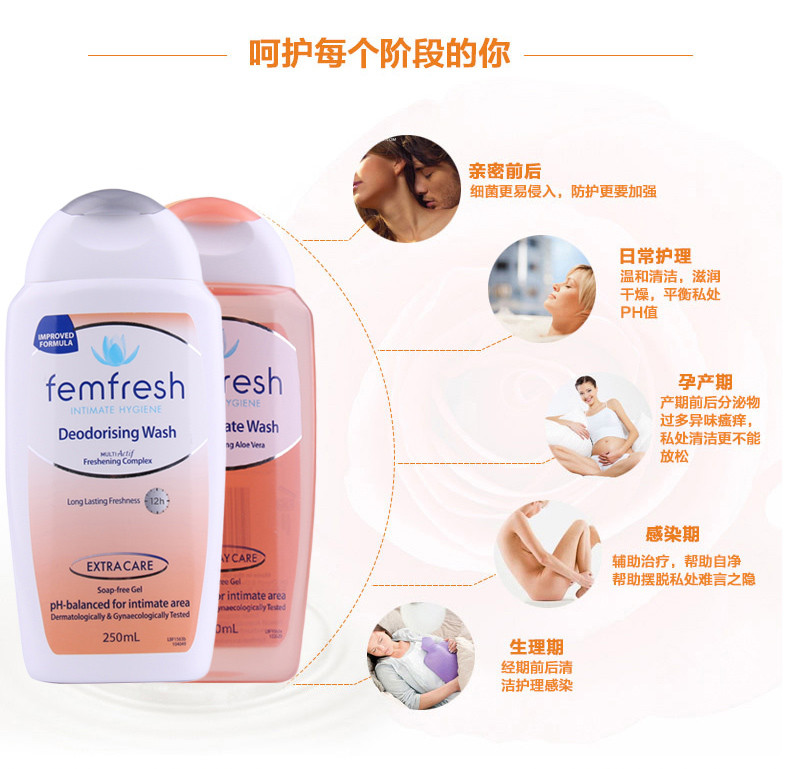 2件装 | FEMFRESH  芳芯女性私处护理液私密洗液 洋甘菊250ml 下