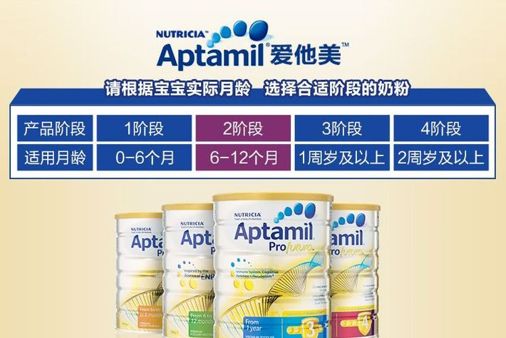 3件装 |  APTAMIL 澳洲爱他美  白金版婴儿奶粉 2段 900克 3罐装 包邮