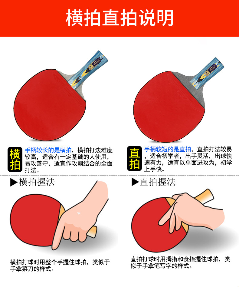 克洛斯威crossway 克洛斯威 乒乓球拍单拍初学者套装4四星直拍横拍1只装