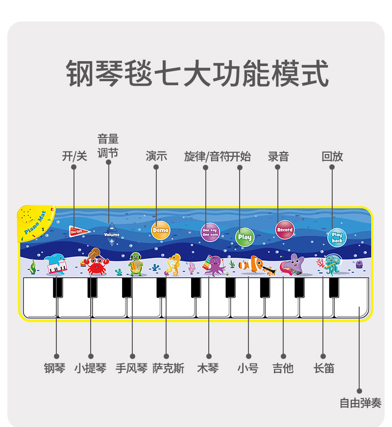 乐童童 儿童脚踏电子琴钢琴毯益智礼物乐器