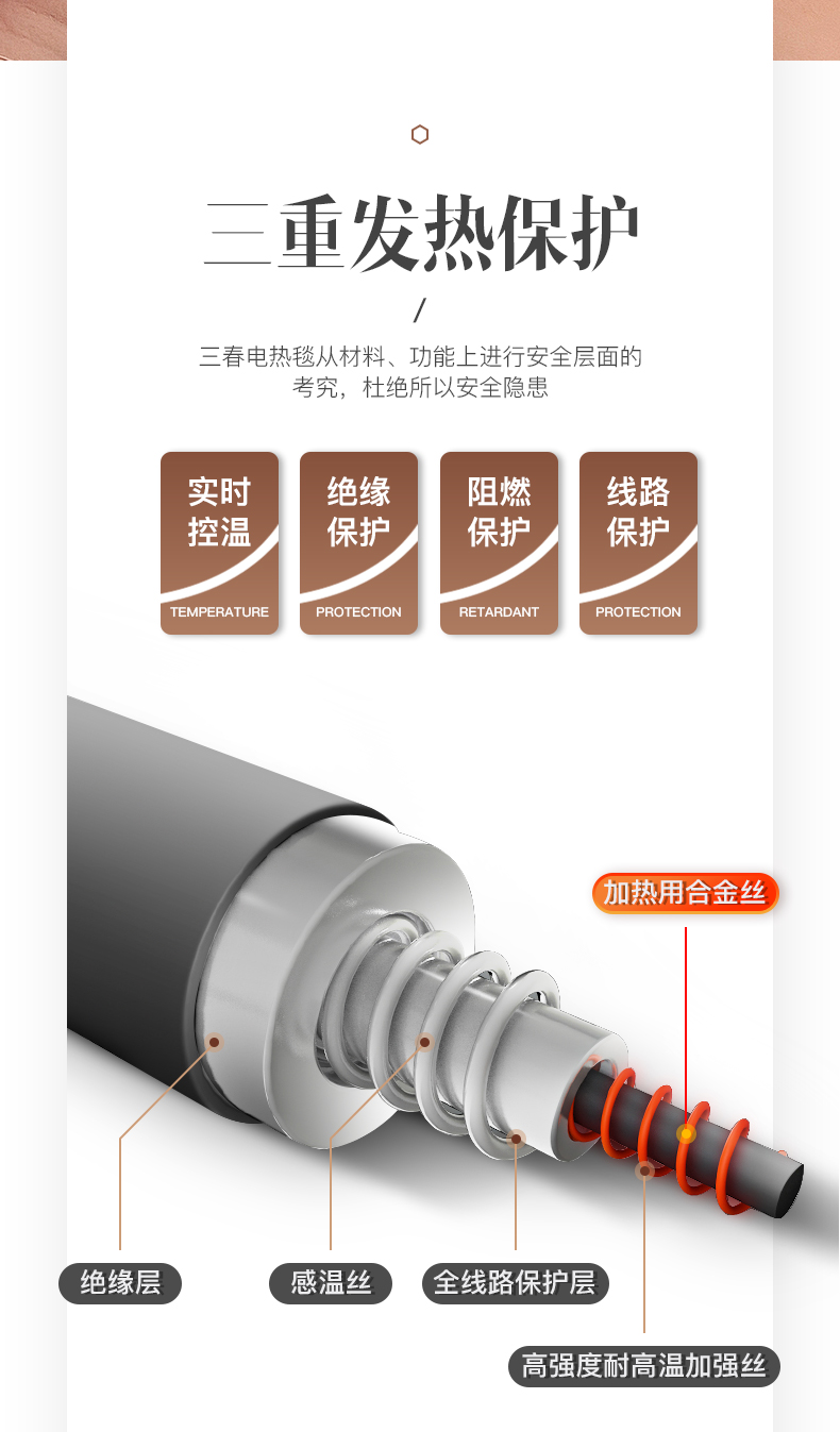 三春（SHANCHUN ）电热毯家用电褥子除湿电热毯20759可预约开机可定时驼色200x180CM