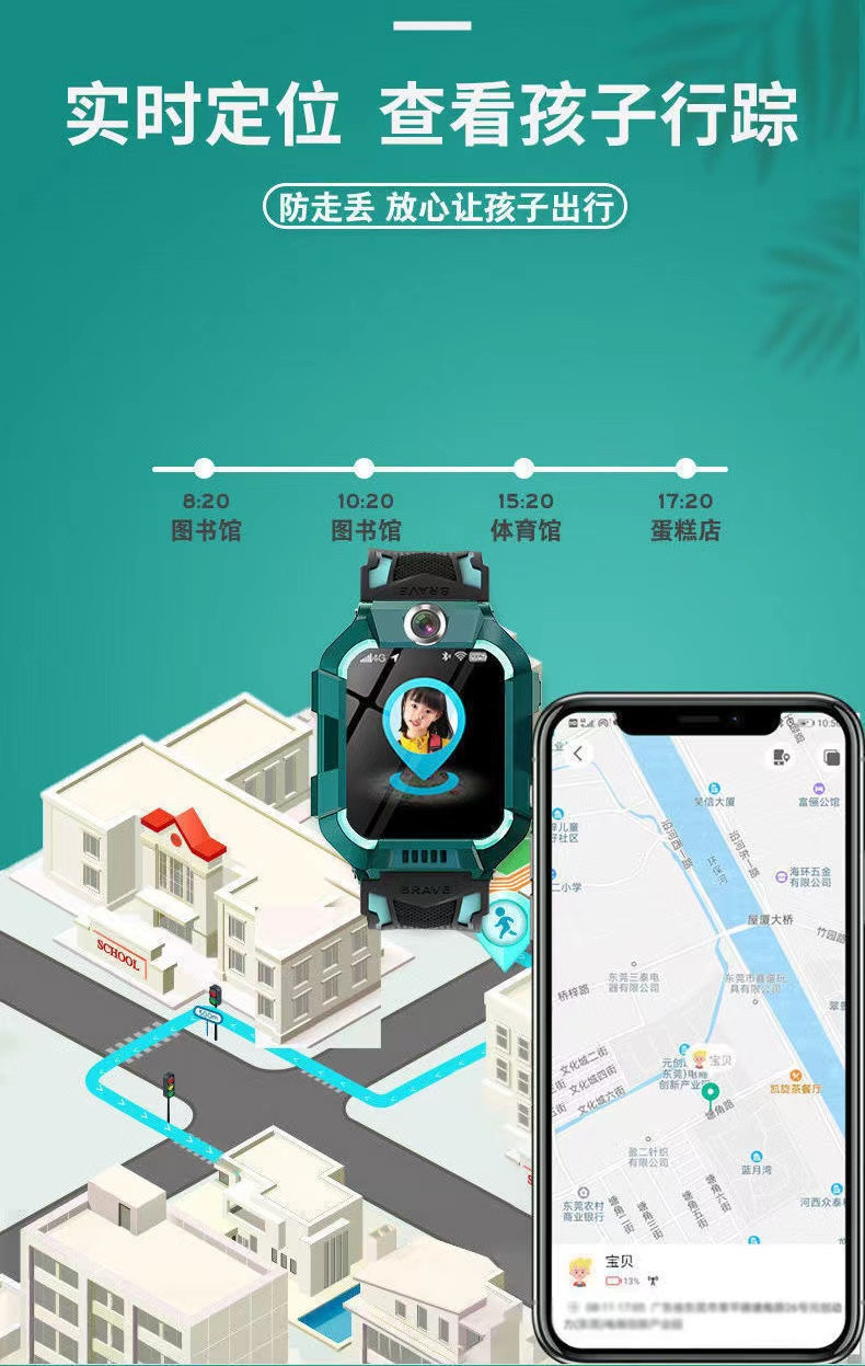 AIUWEY儿童电话手表智能定位多功能防水4g男女孩小可插卡6代