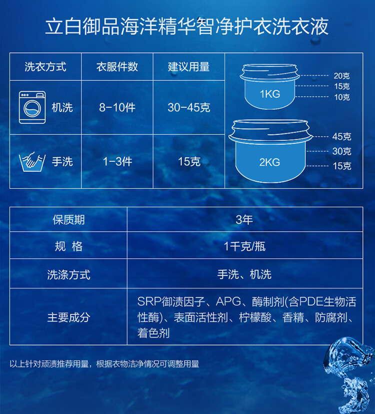 【立减17】立白 御品海洋精华智净护衣洗衣液1kg