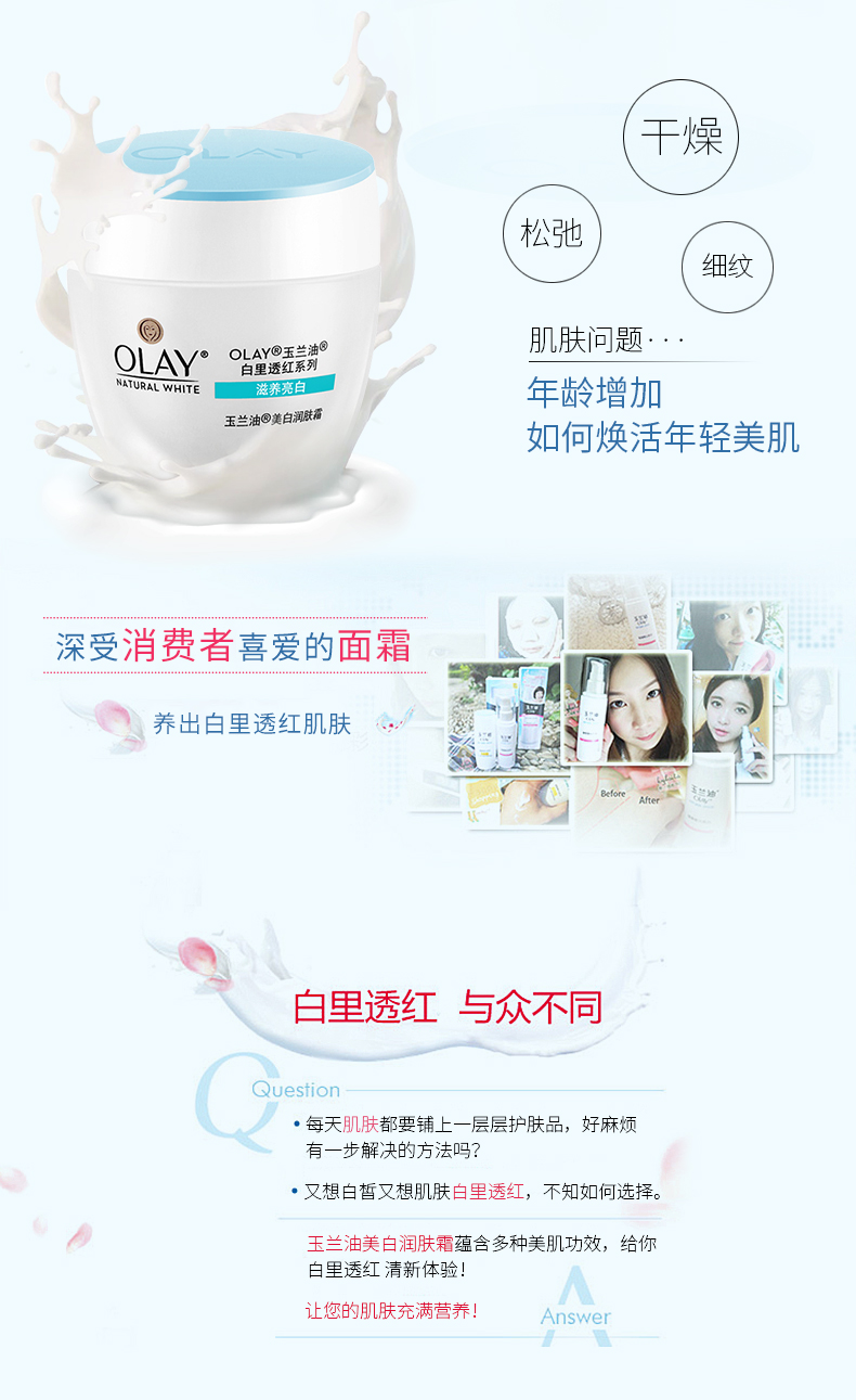 【昶沃贸易】Olay/玉兰油白里透红系列美白润肤霜 补水保湿 滋润护肤面霜30g女