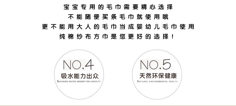 笨笨豆婴儿纱布口水巾纯棉手帕新生儿洗脸巾水洗纱布方巾宝宝喂奶巾手绢5条装（6层纱）