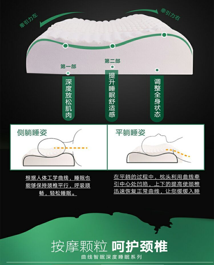 泰国乳胶枕颈椎天然进口保健枕护颈枕记忆枕按摩枕颗粒按摩枕